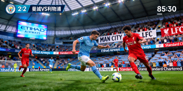英超联赛曼城对阵利物浦足球比赛直播画面